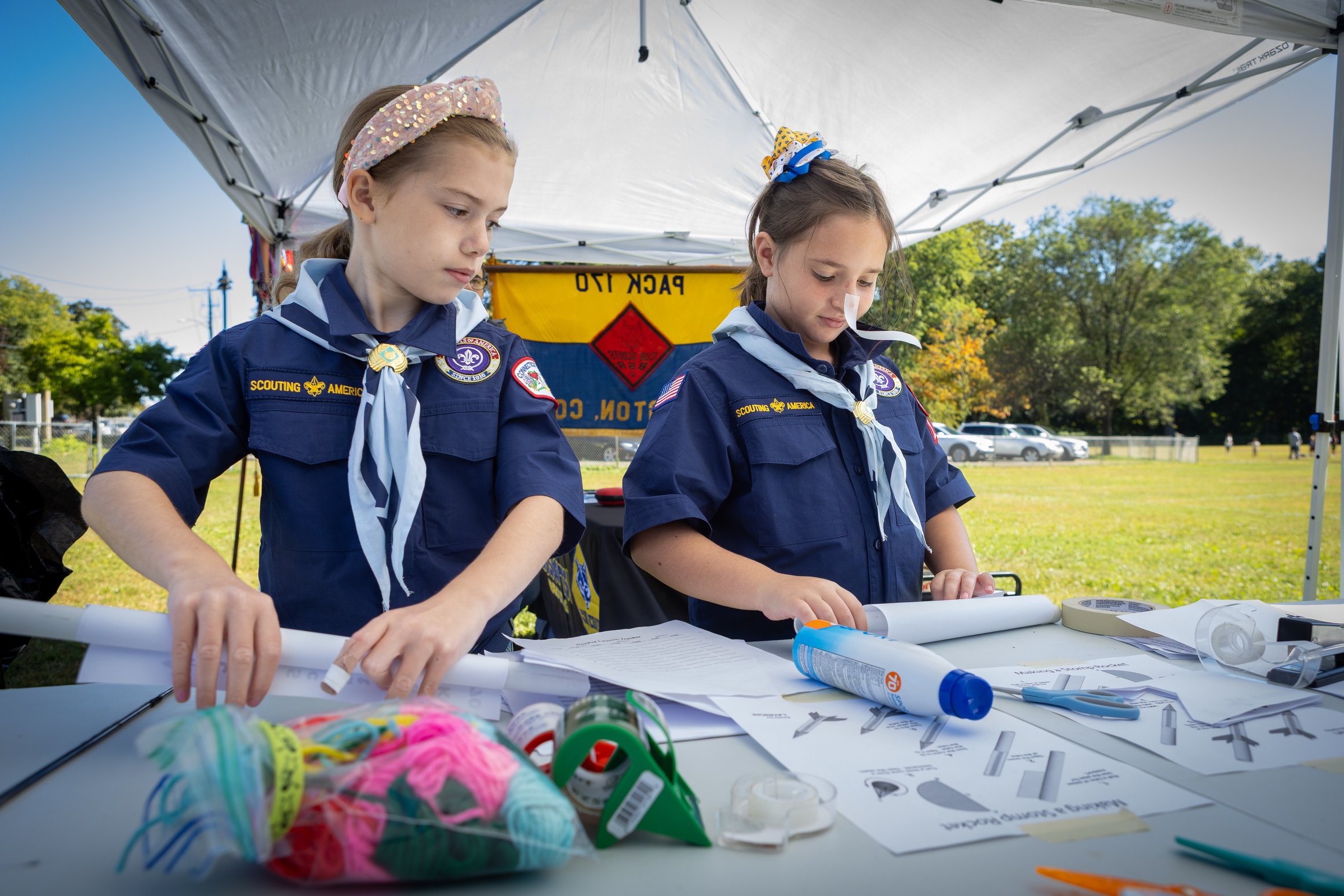 Scouts making crafts together