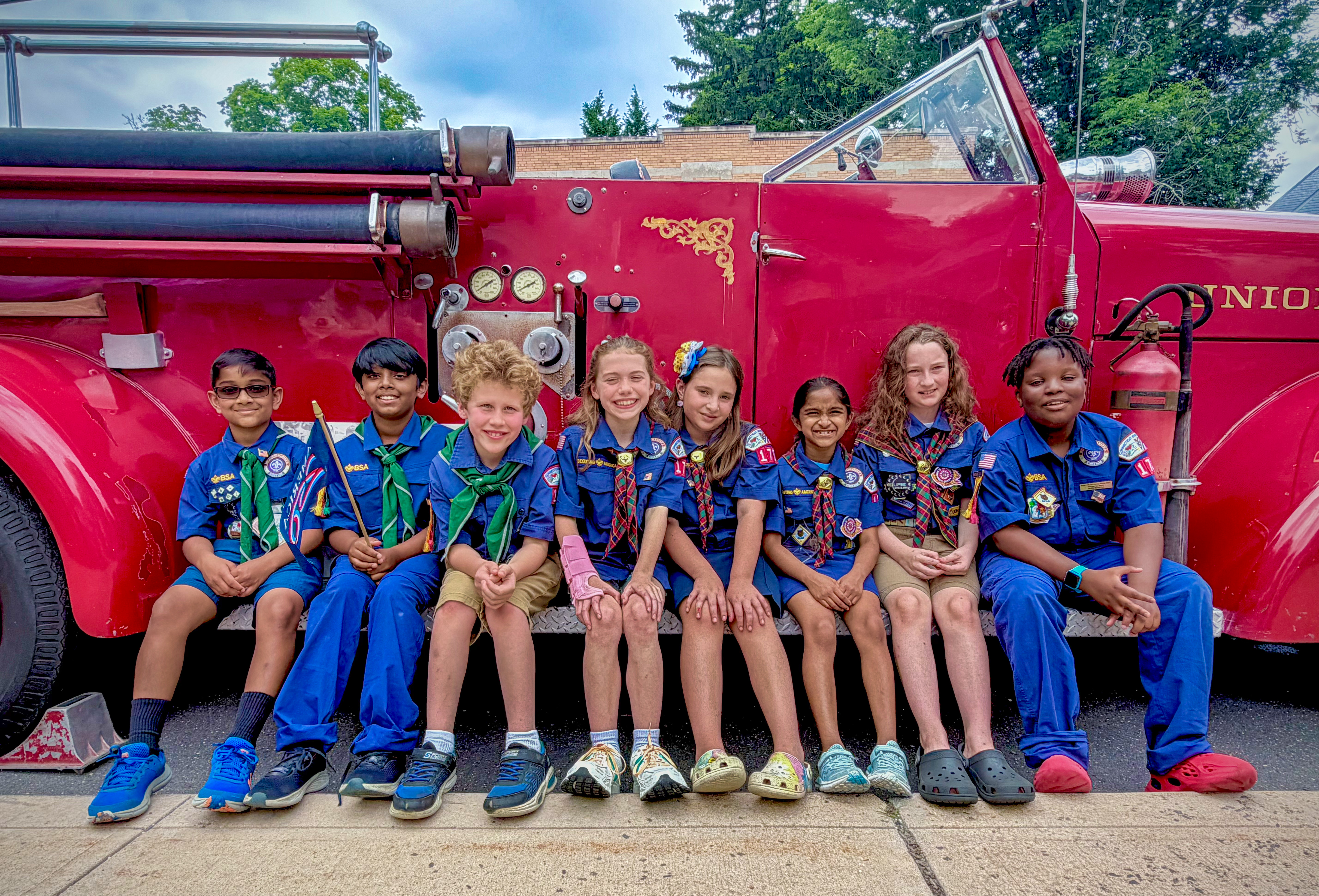 Cub Scout Pack 170 on the historic Unionville fire truck
